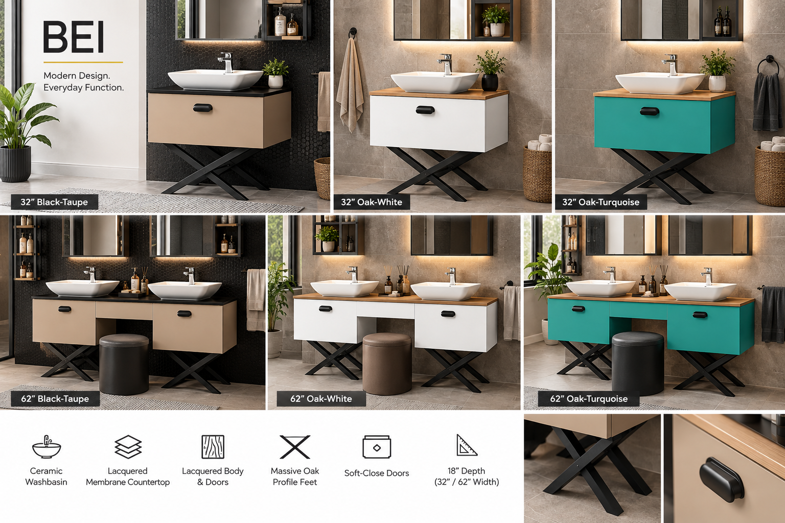 Bei Bathroom Vanity – 32" & 62" | POTCI Home 1