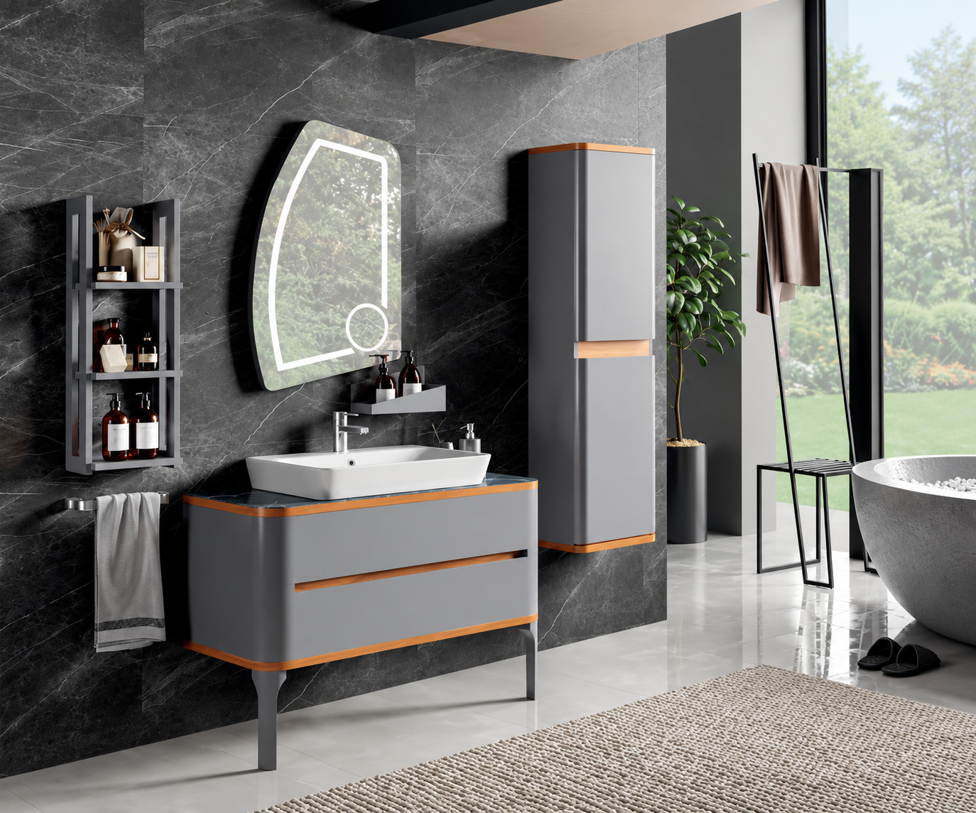 Luxury Marble Bathroom with Warm Accents