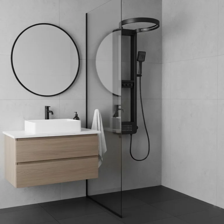 Luxury Shower Panel Round Head Matt Black (ZM8117-B) - Image 2