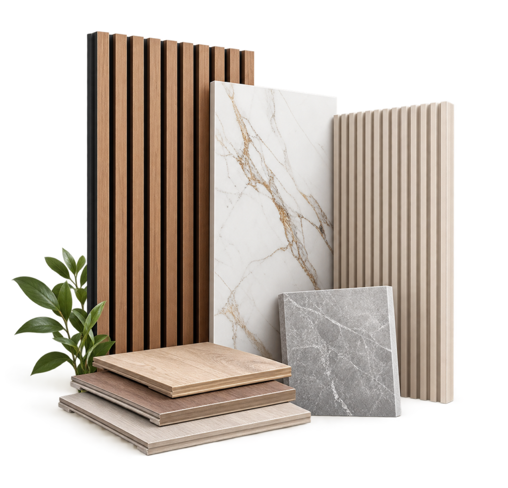 Modern Material Samples on Mustard Yellow