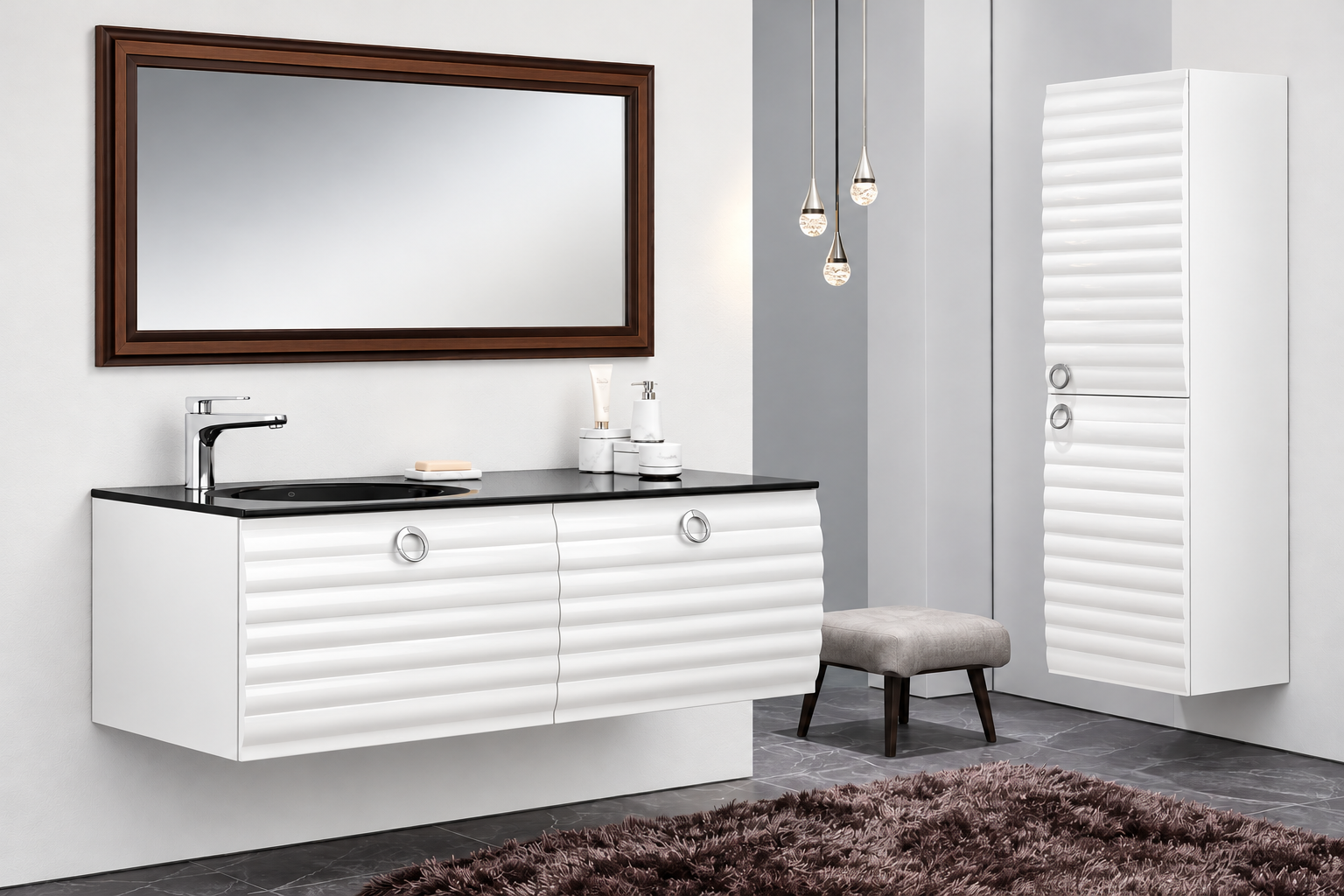 Modern Ribbed Vanity Bathroom