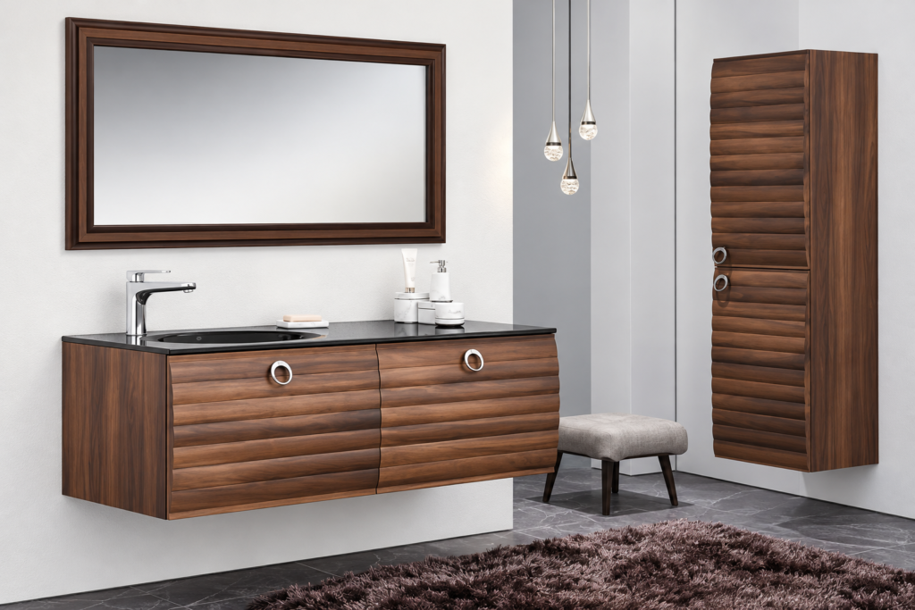 Modern Walnut Floating Vanity Bathroom