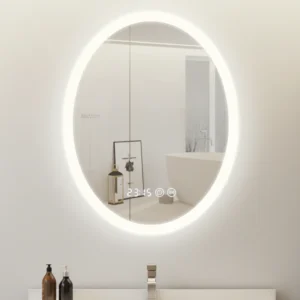 Oval Frosted Glass Bluetooth LED Mirror 3 Colour Light (OV24315-FC) 1 Oval Frosted Glass Bluetooth LED Mirror 3 Colour Light (OV24315-FC)